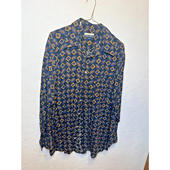 Casa Moda Long Sleeve 90s Geometric Button Up Shirt Size L UK B29 - Picture 1 of 4